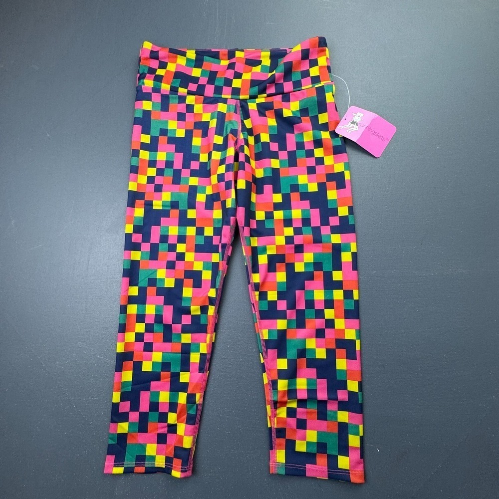 RunningSkirts Girls Size S Pixel Print Athletic Leggings Multicolor Stretch NWT